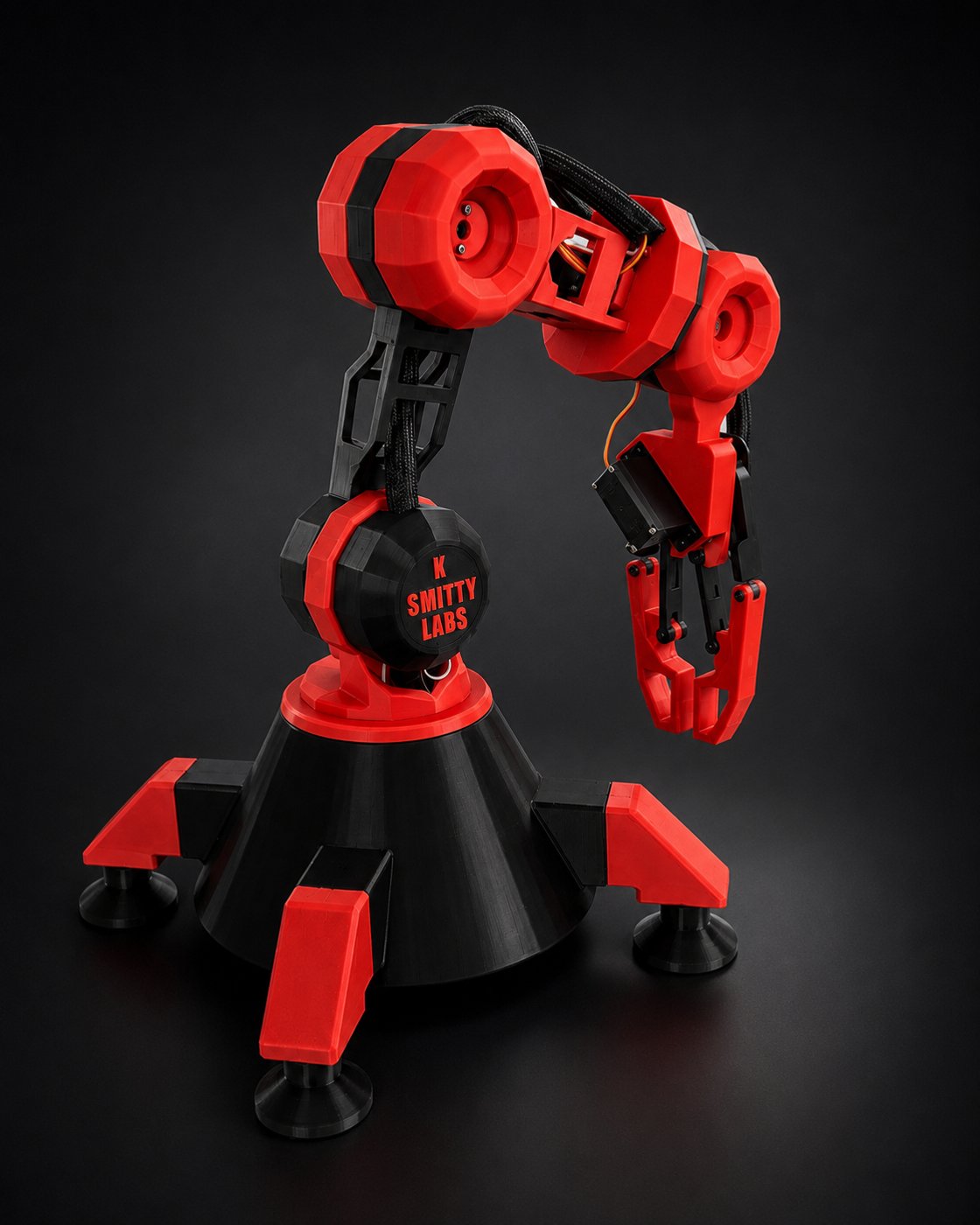 The V1 robotic arm extended upward, showing its six axes